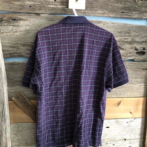 TOMMY Hilfiger Size Med Navy Plaid Polo Shirt - Picture 3 of 4